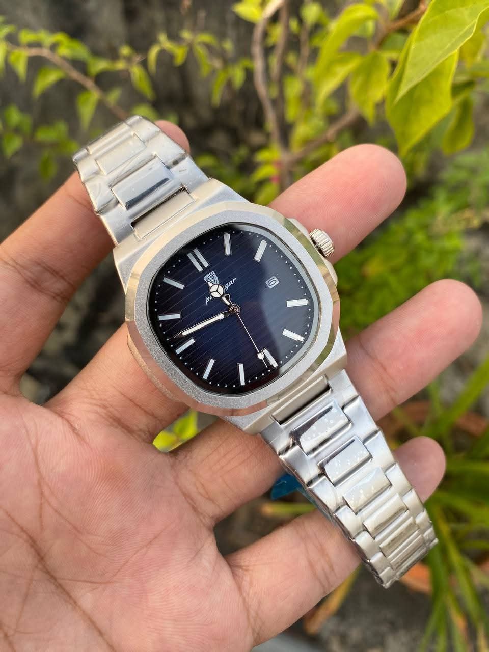 Poedagar 613 Luxury Stainless Steel Strap Watch (Blue Dial)